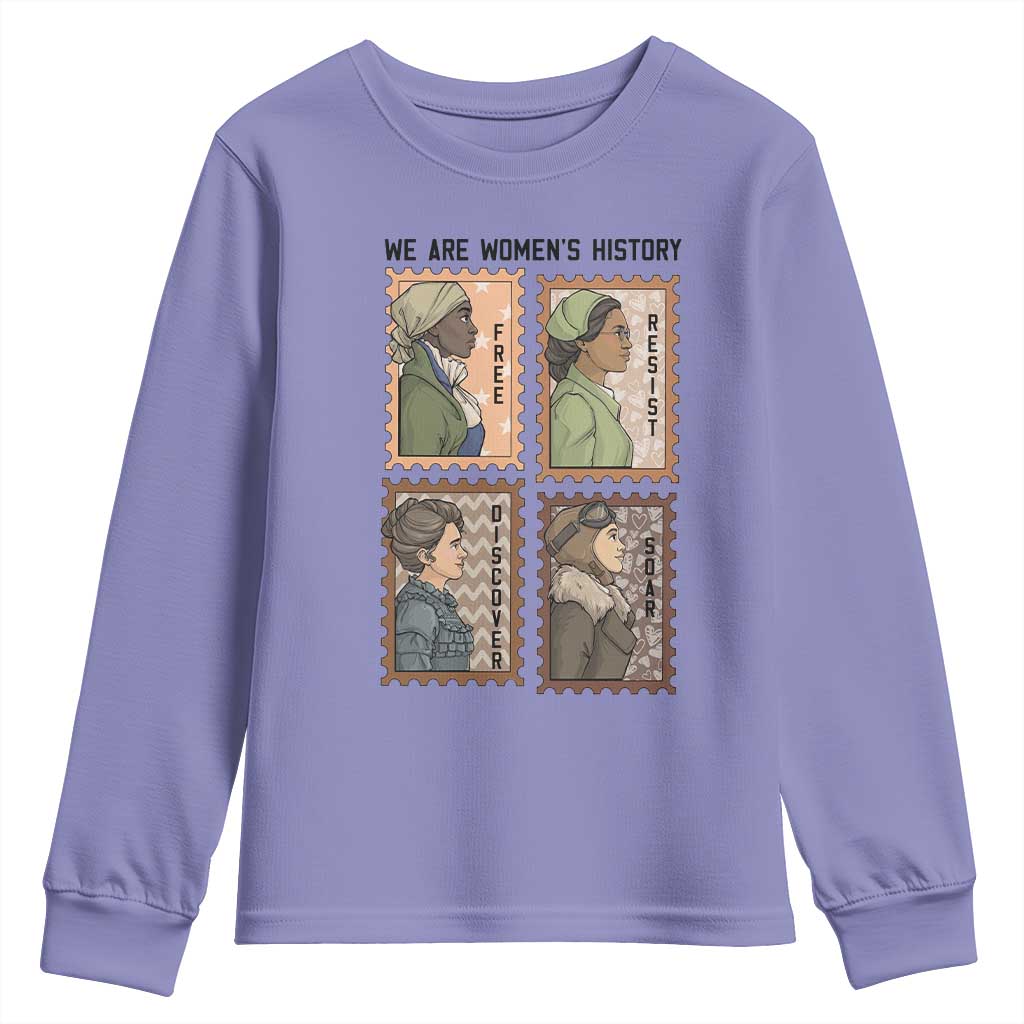 Black Women History Leaders Youth Sweatshirt Womens History Month TS12 Violet Print Your Wear