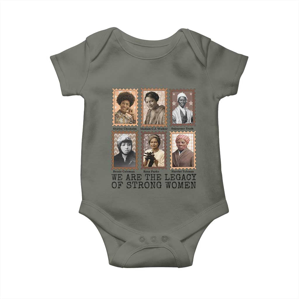 Women In History Baby Onesie We Are The Legacy Of Strong Women TS12 Military Green Print Your Wear