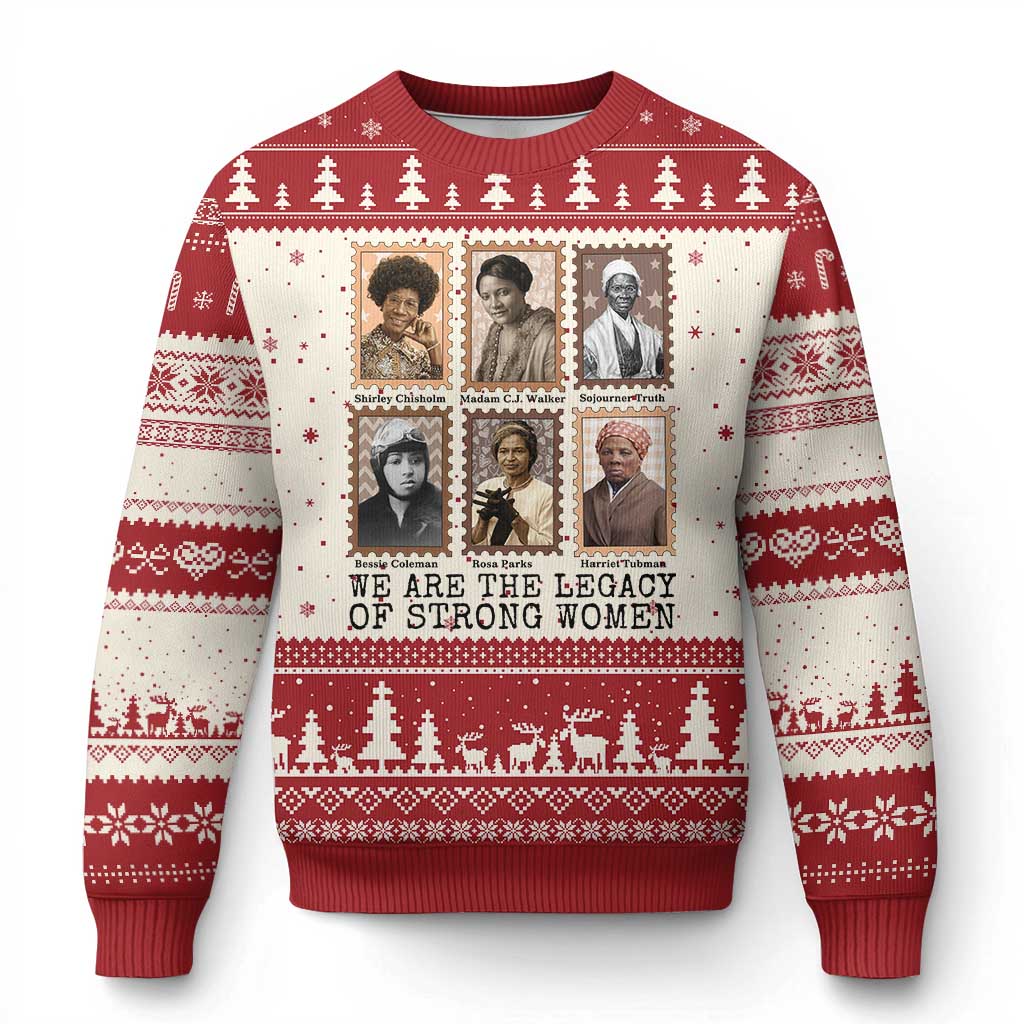 Women In History Ugly Christmas Sweater We Are The Legacy Of Strong Women TS12 Beige Red Print Your Wear