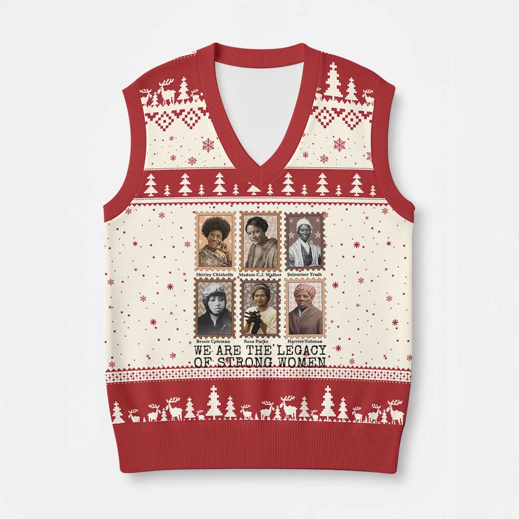Women In History V-Neck Knit Sweater Vest We Are The Legacy Of Strong Women TS12 Beige Red Print Your Wear