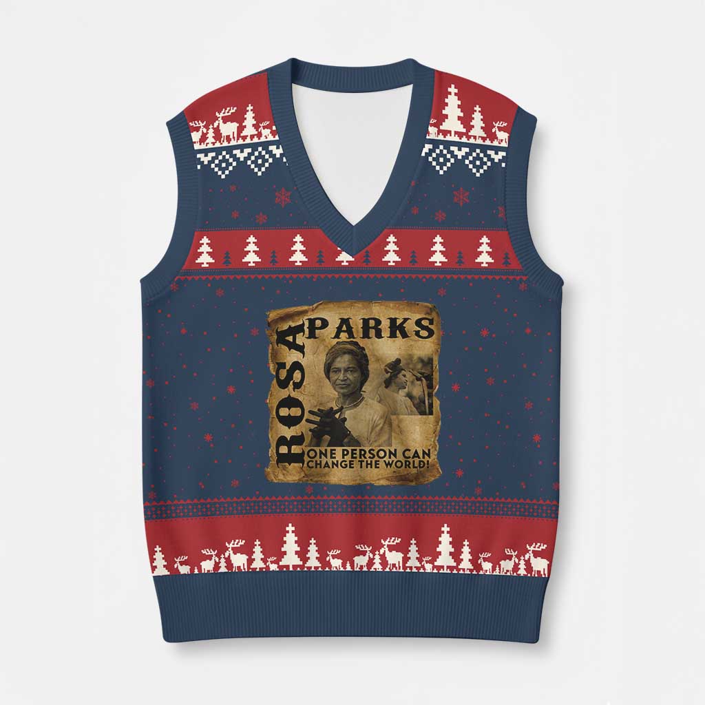 Rosa Parks Change The World Quote V-Neck Knit Sweater Vest Black Women Leader TS12 Navy Red Print Your Wear