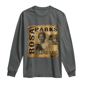 Rosa Parks Change The World Quote Long Sleeve Shirt Black Women Leader TS12 Dark Heather Print Your Wear