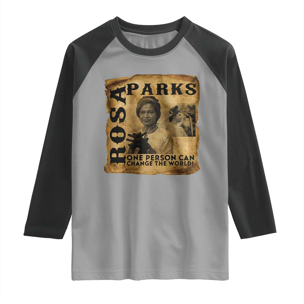 Rosa Parks Change The World Quote Raglan Shirt Black Women Leader TS12 Sport Gray Black Print Your Wear
