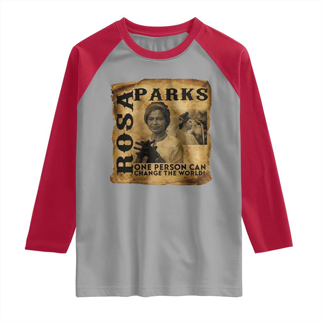 Rosa Parks Change The World Quote Raglan Shirt Black Women Leader TS12 Sport Gray Red Print Your Wear