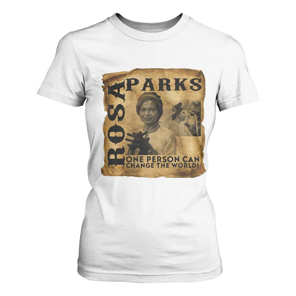 Rosa Parks Change The World Quote T Shirt For Women Black Women Leader TS12 White Print Your Wear