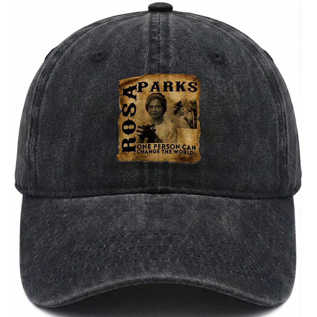 Rosa Parks Change The World Quote Washed Cotton Baseball Cap Black Women Leader TS12 Print Your Wear