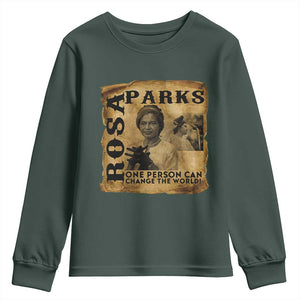 Rosa Parks Change The World Quote Youth Sweatshirt Black Women Leader TS12 Dark Forest Green Print Your Wear