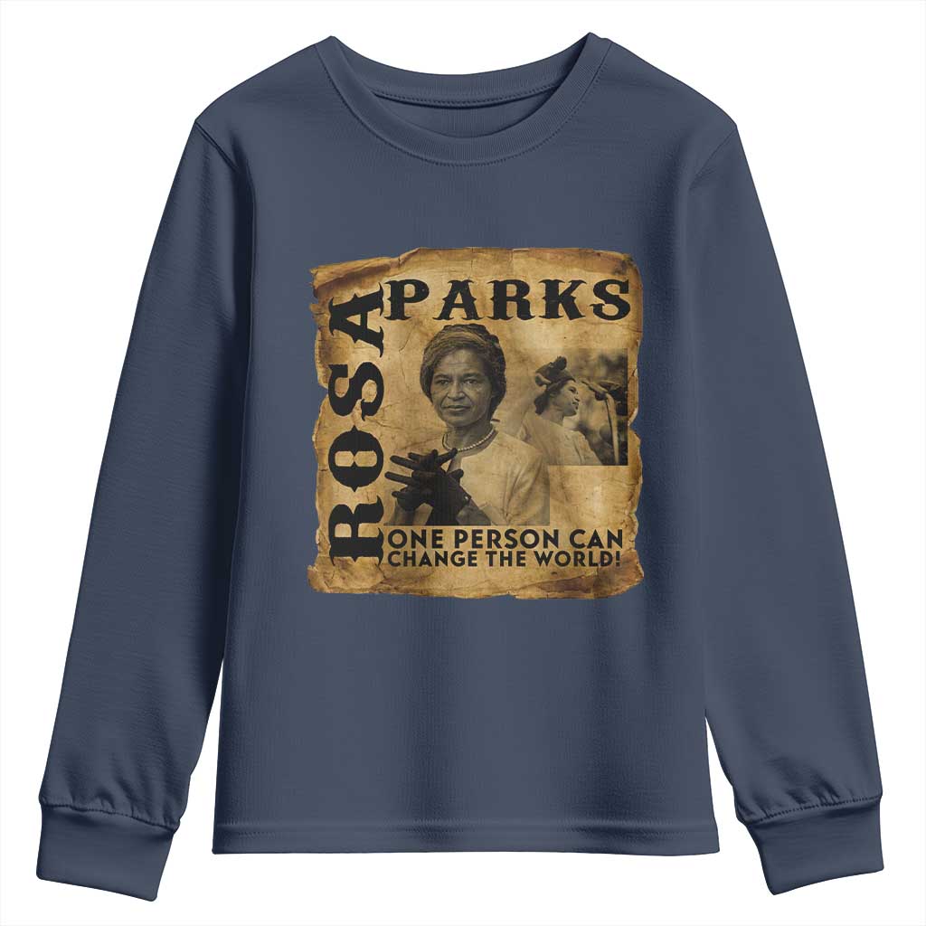 Rosa Parks Change The World Quote Youth Sweatshirt Black Women Leader TS12 Navy Print Your Wear
