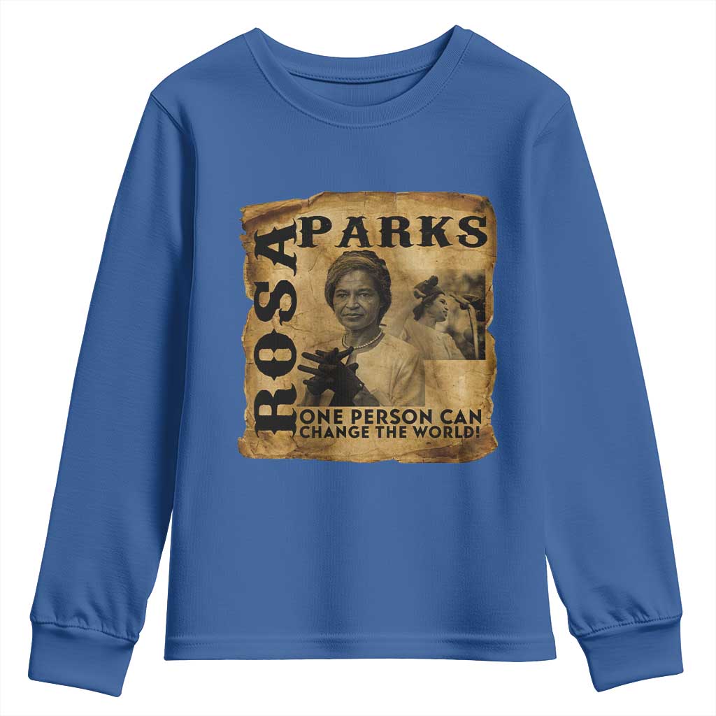 Rosa Parks Change The World Quote Youth Sweatshirt Black Women Leader TS12 Royal Blue Print Your Wear