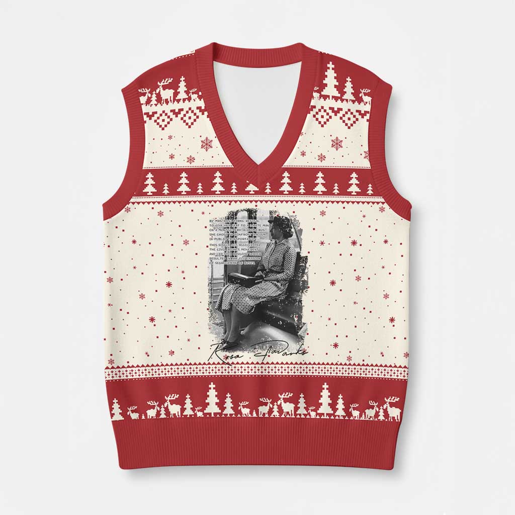 Rosa Parks Montgomery Bus Boycott V-Neck Knit Sweater Vest Civil Rights History TS12 Beige Red Print Your Wear