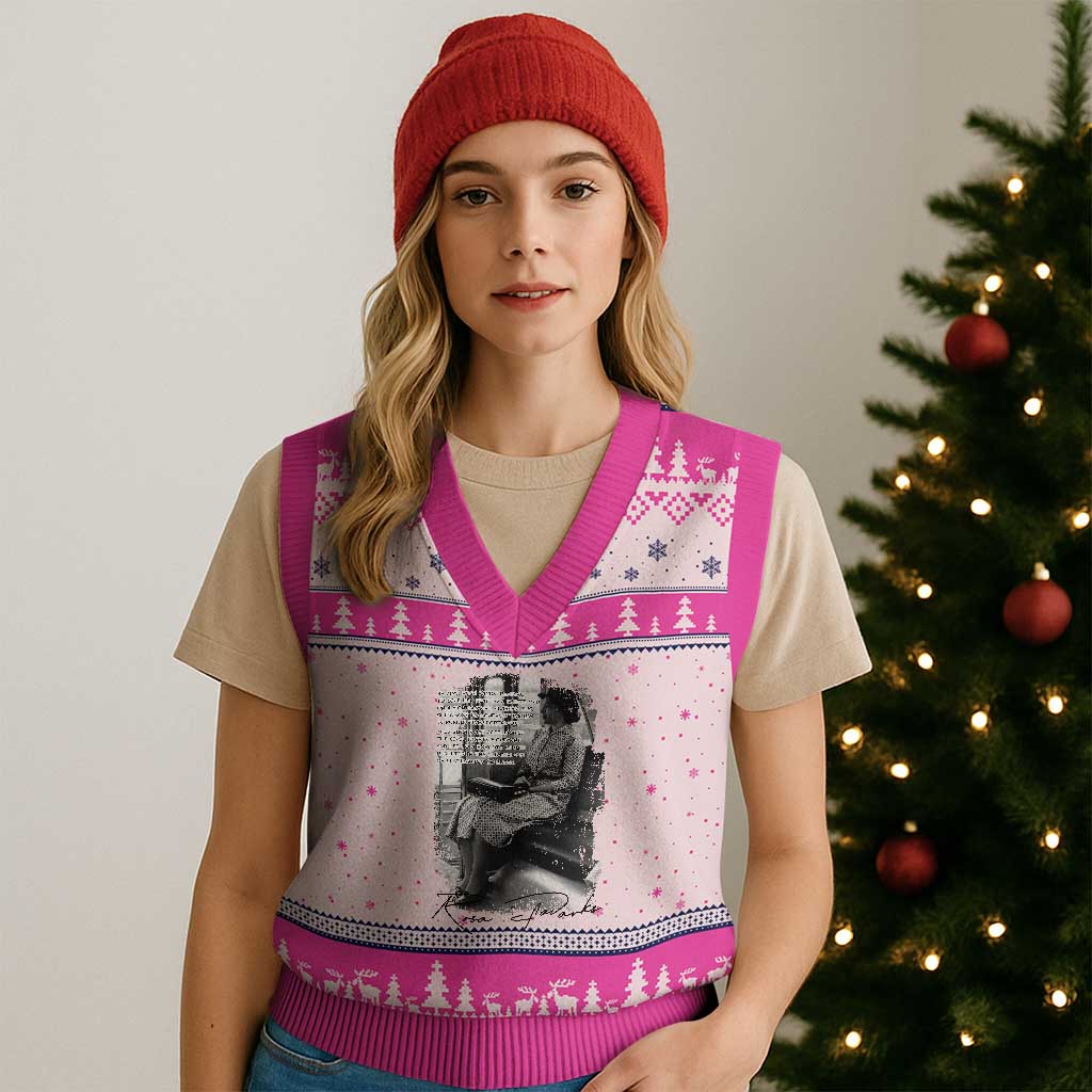 Rosa Parks Montgomery Bus Boycott V-Neck Knit Sweater Vest Civil Rights History TS12 Hot Pink Print Your Wear