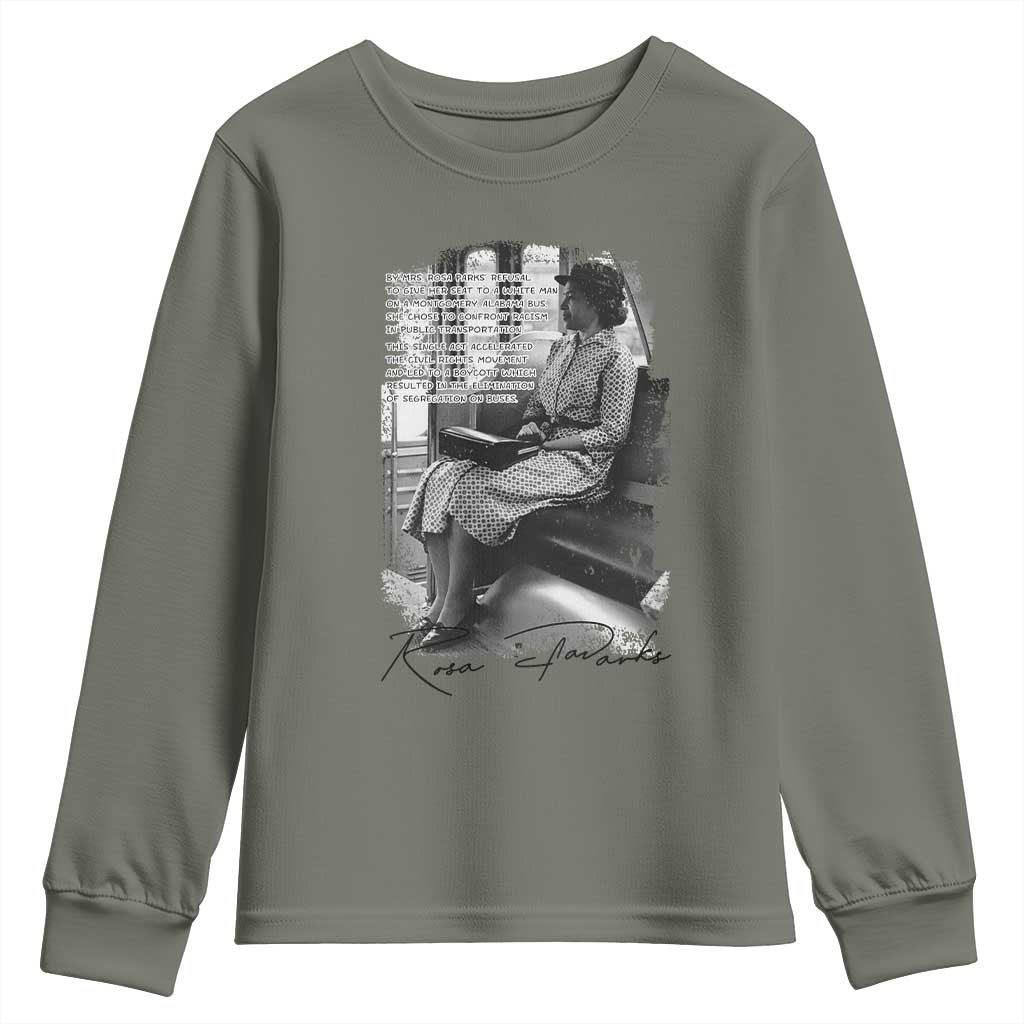 Rosa Parks Montgomery Bus Boycott Youth Sweatshirt Civil Rights History TS12 Military Green Print Your Wear