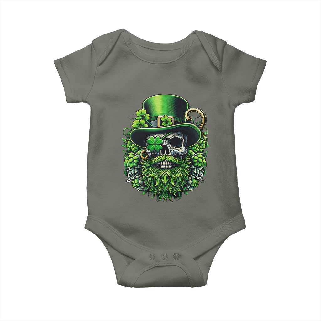 Irish Leprechaun Skull Baby Onesie St Patricks Day Party Gift TS12 Military Green Print Your Wear