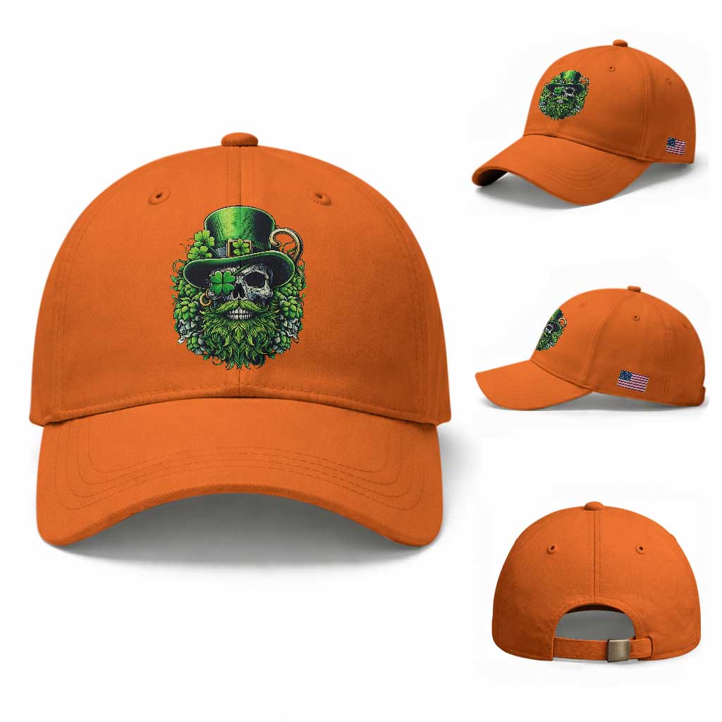 Irish Leprechaun Skull Baseball Cap St Patricks Day Party Gift TS12 Baseball Cap Universal Fit Orange Print Your Wear