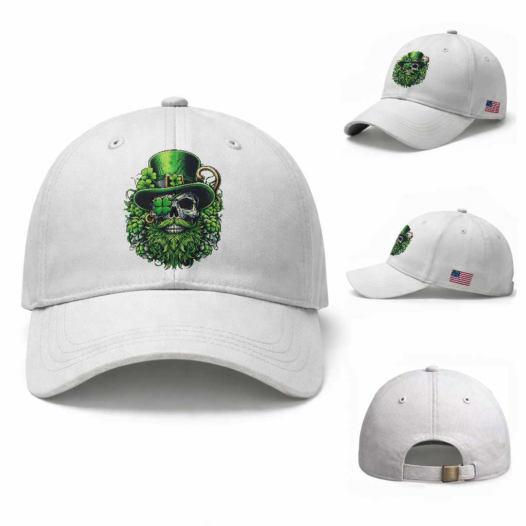 Irish Leprechaun Skull Baseball Cap St Patricks Day Party Gift TS12 Baseball Cap Universal Fit White Print Your Wear