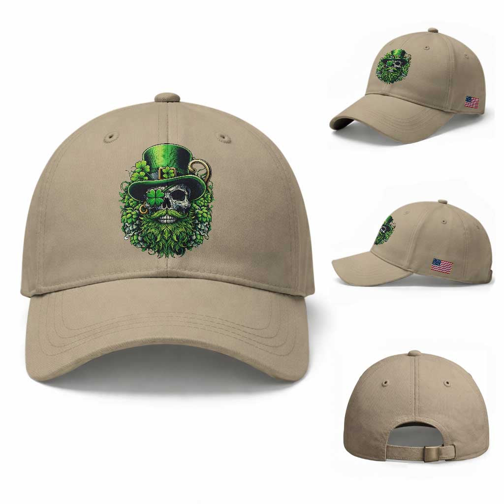 Irish Leprechaun Skull Baseball Cap St Patricks Day Party Gift TS12 Baseball Cap Universal Fit Khaki Print Your Wear