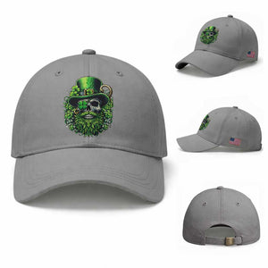 Irish Leprechaun Skull Baseball Cap St Patricks Day Party Gift TS12 Baseball Cap Universal Fit Sport Gray Print Your Wear