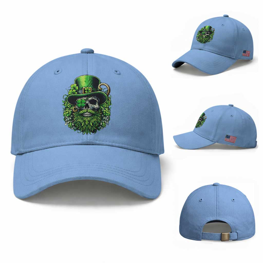 Irish Leprechaun Skull Baseball Cap St Patricks Day Party Gift TS12 Baseball Cap Universal Fit Light Blue Print Your Wear