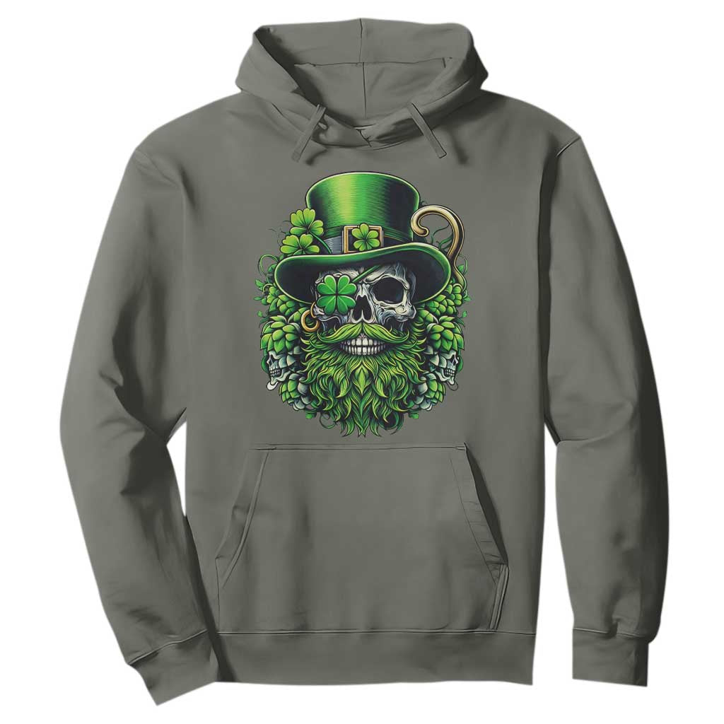 Irish Leprechaun Skull Hoodie St Patricks Day Party Gift TS12 Military Green Print Your Wear