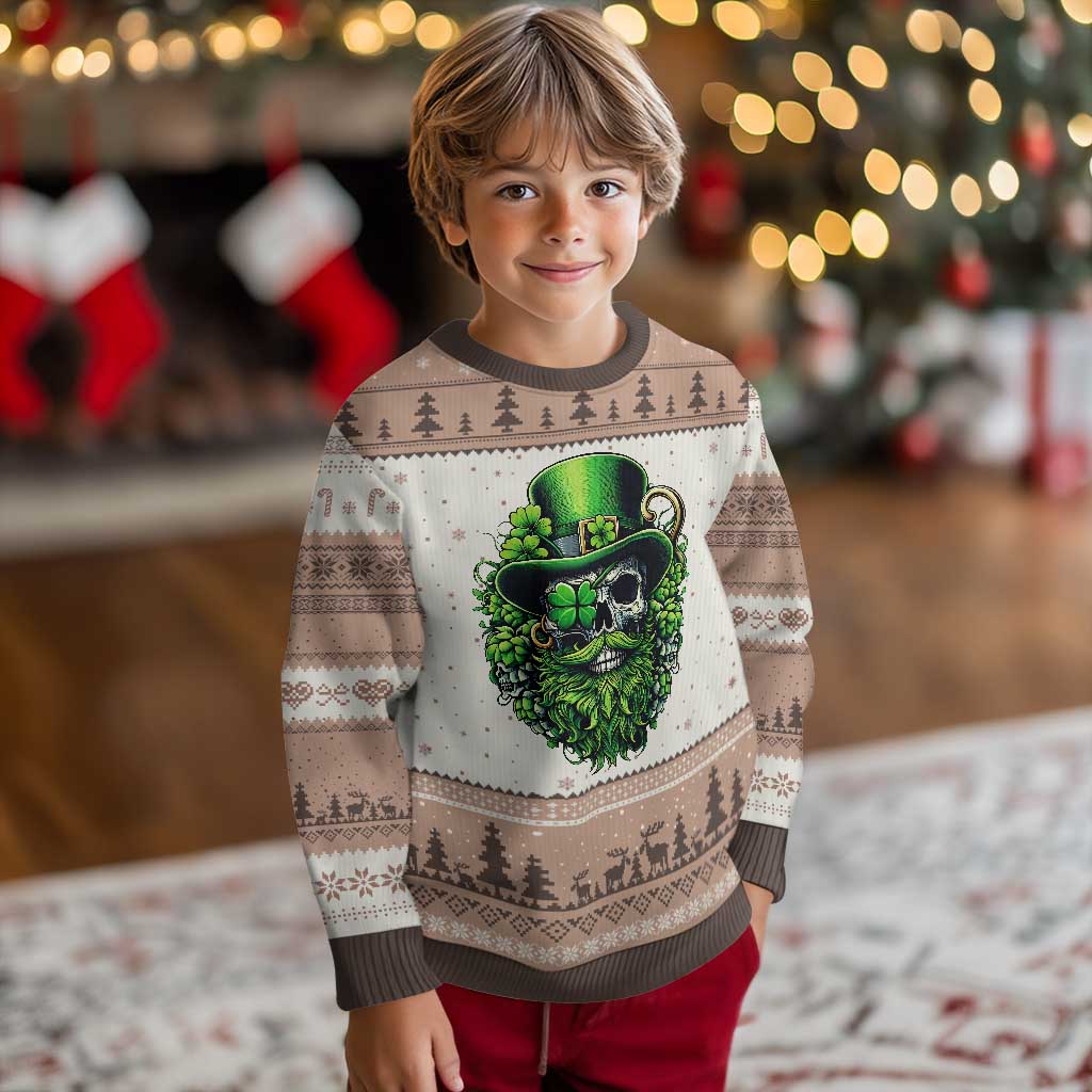 Irish Leprechaun Skull Ugly Christmas Sweater St Patricks Day Party Gift TS12 Mocha Mousse Print Your Wear