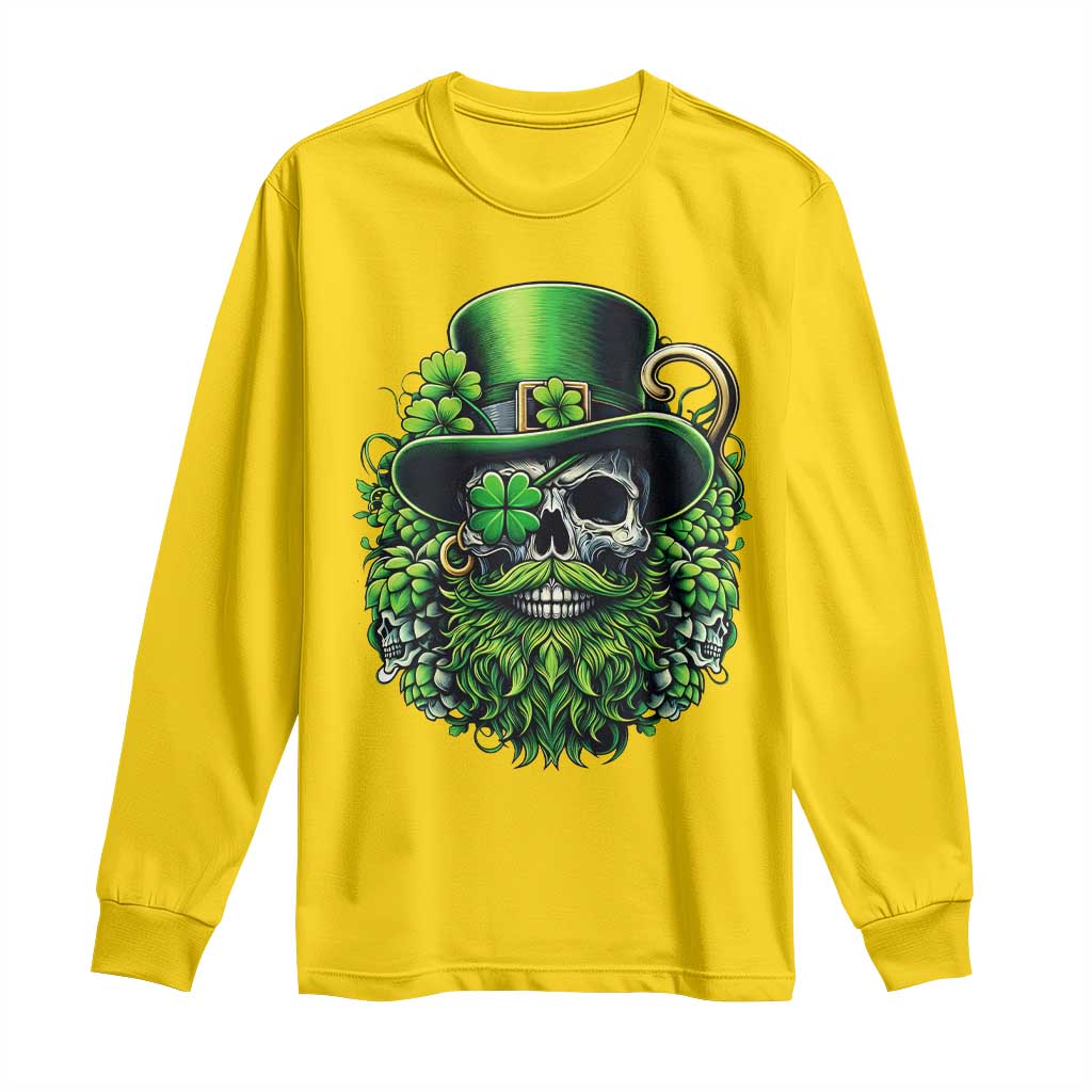 Irish Leprechaun Skull Long Sleeve Shirt St Patricks Day Party Gift TS12 Daisy Print Your Wear