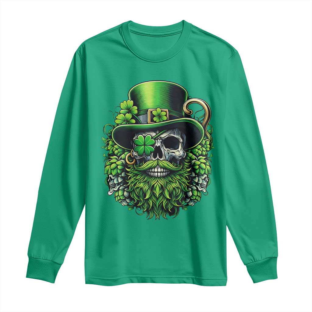 Irish Leprechaun Skull Long Sleeve Shirt St Patricks Day Party Gift TS12 Irish Green Print Your Wear