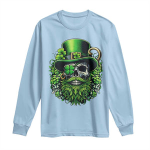 Irish Leprechaun Skull Long Sleeve Shirt St Patricks Day Party Gift TS12 Light Blue Print Your Wear