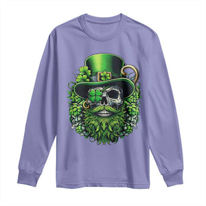 Irish Leprechaun Skull Long Sleeve Shirt St Patricks Day Party Gift TS12 Violet Print Your Wear
