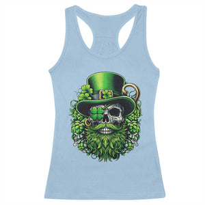 Irish Leprechaun Skull Racerback Tank Top St Patricks Day Party Gift TS12 Light Blue Print Your Wear