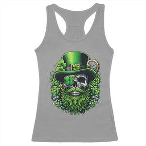 Irish Leprechaun Skull Racerback Tank Top St Patricks Day Party Gift TS12 Sport Gray Print Your Wear