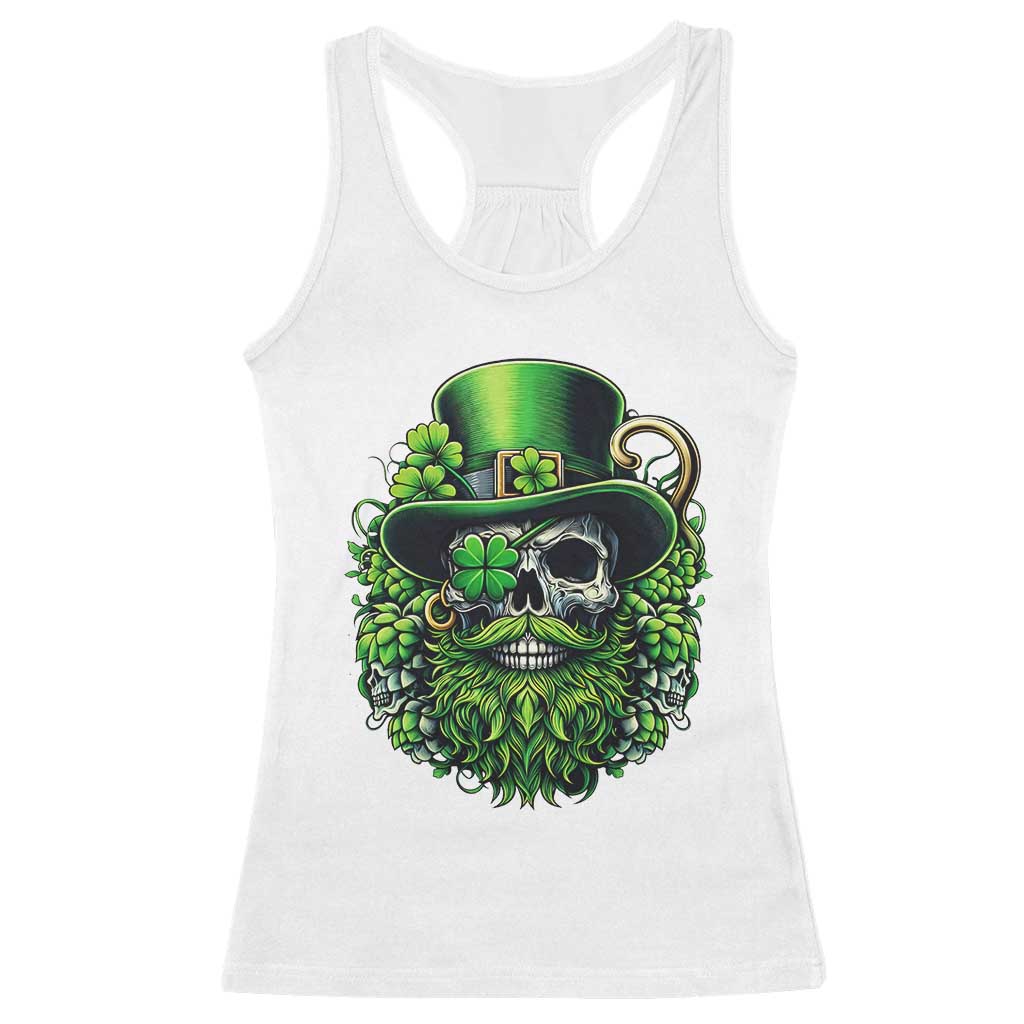 Irish Leprechaun Skull Racerback Tank Top St Patricks Day Party Gift TS12 White Print Your Wear