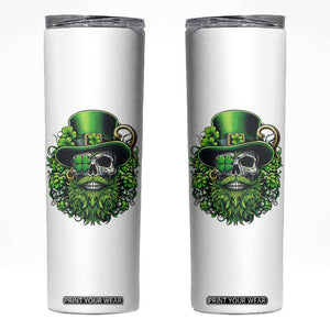 Irish Leprechaun Skull Skinny Tumbler St Patricks Day Party Gift TS12 White Print Your Wear