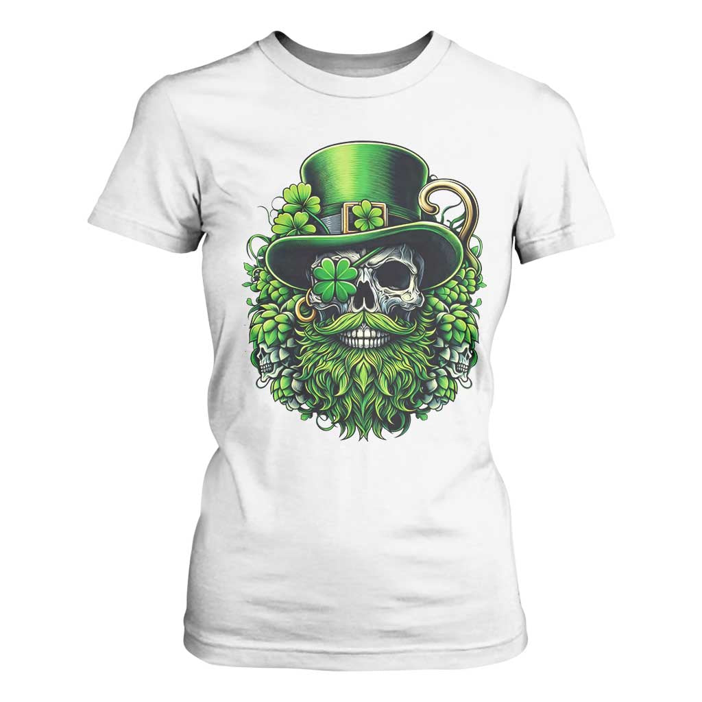 Irish Leprechaun Skull T Shirt For Women St Patricks Day Party Gift TS12 White Print Your Wear