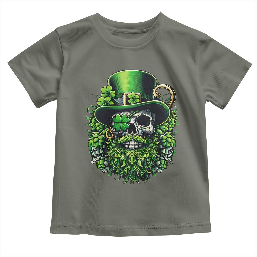 Irish Leprechaun Skull Toddler T Shirt St Patricks Day Party Gift TS12 Military Green Print Your Wear