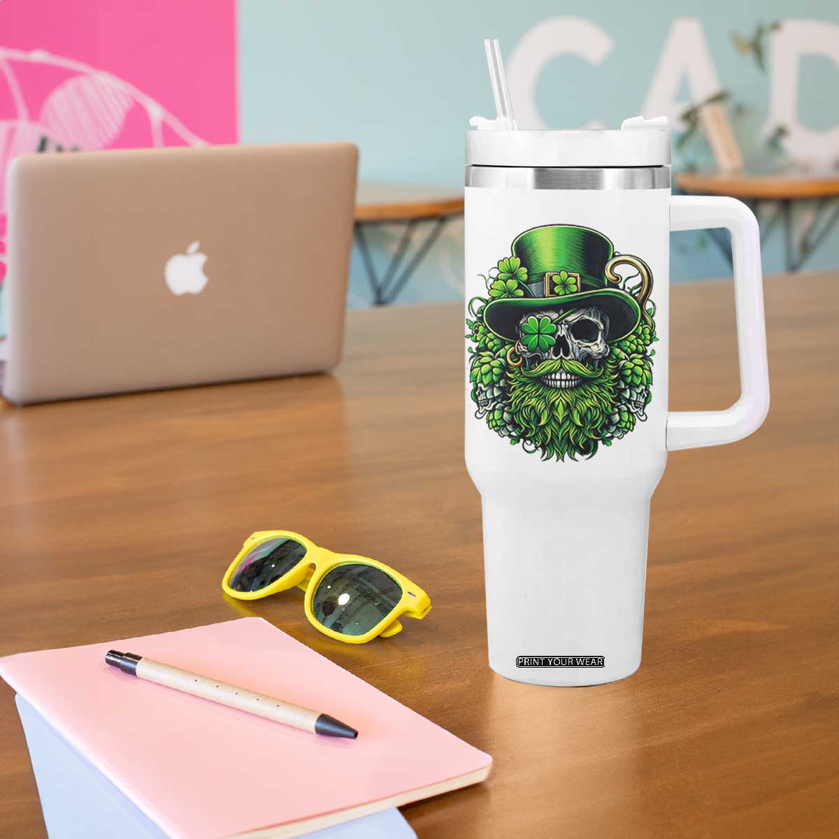Irish Leprechaun Skull Tumbler With Handle St Patricks Day Party Gift TS12 Print Your Wear