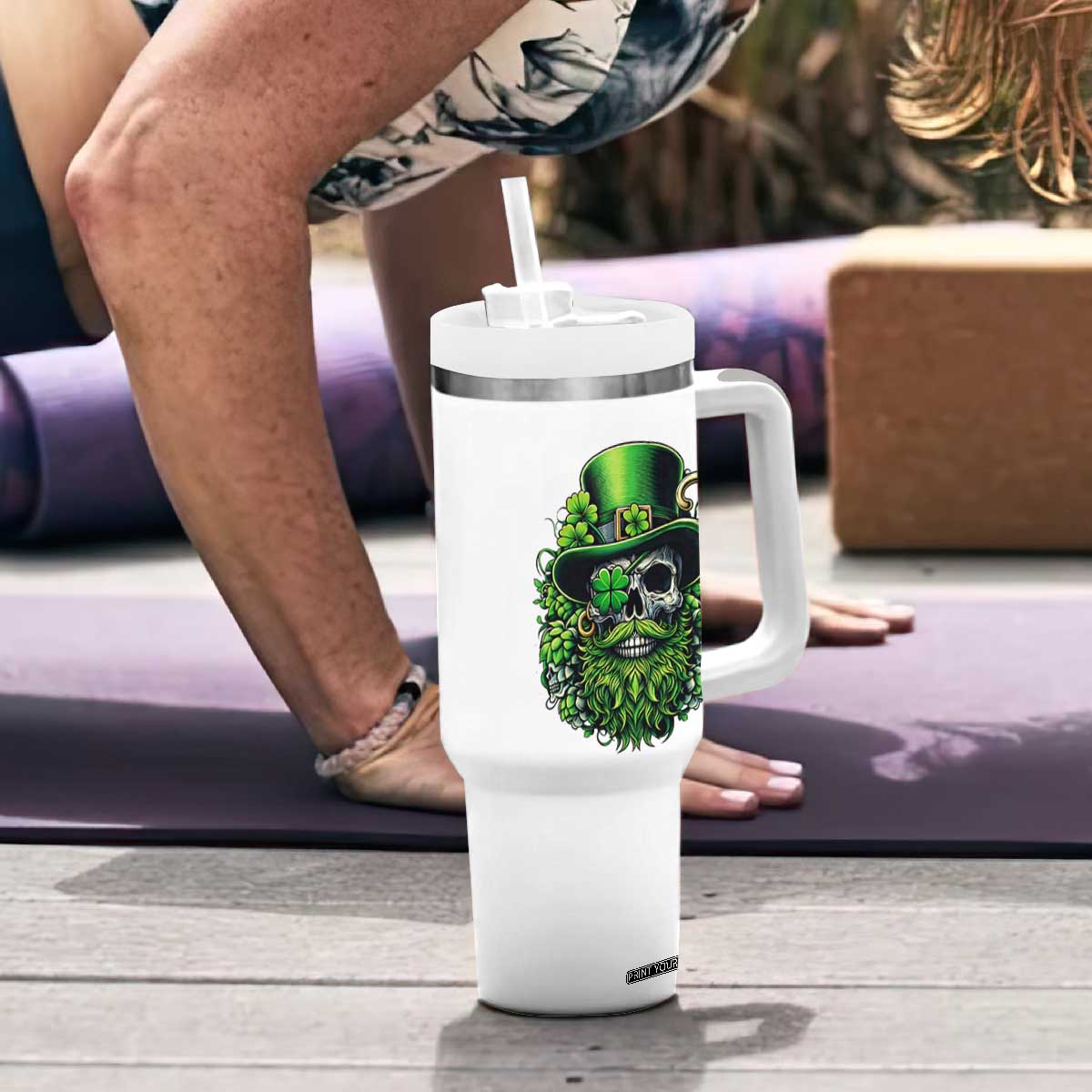 Irish Leprechaun Skull Tumbler With Handle St Patricks Day Party Gift TS12 Print Your Wear