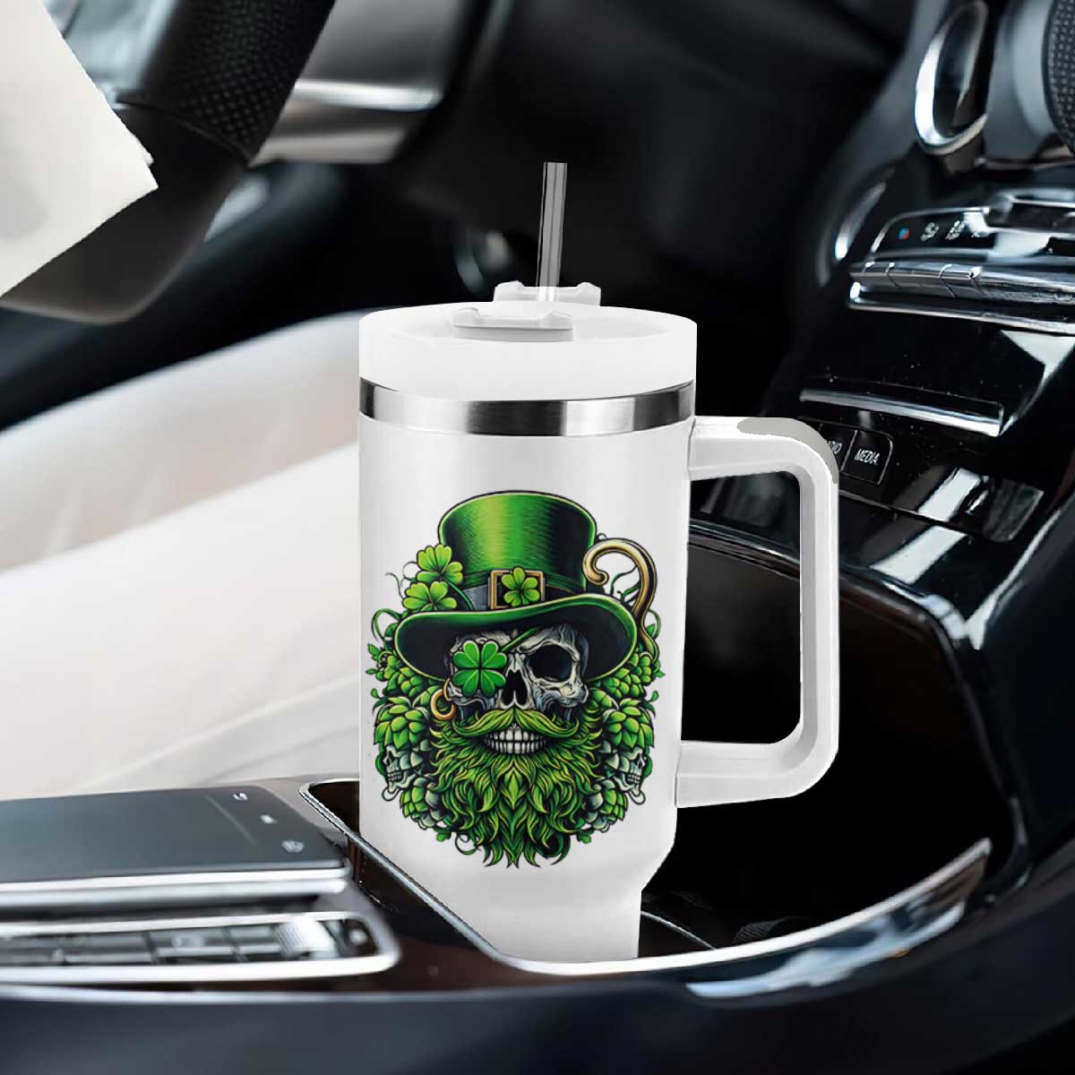 Irish Leprechaun Skull Tumbler With Handle St Patricks Day Party Gift TS12 Print Your Wear