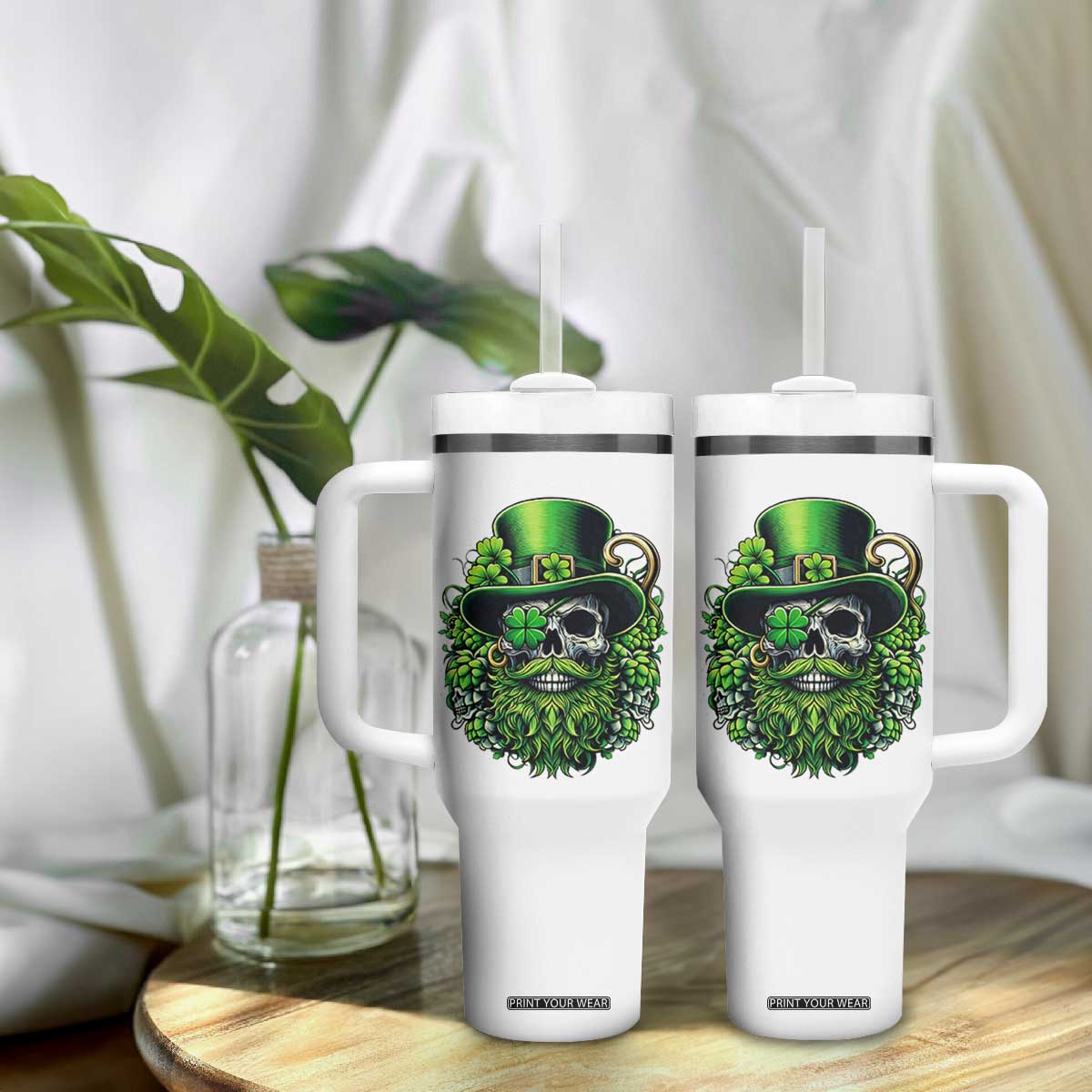 Irish Leprechaun Skull Tumbler With Handle St Patricks Day Party Gift TS12 Print Your Wear