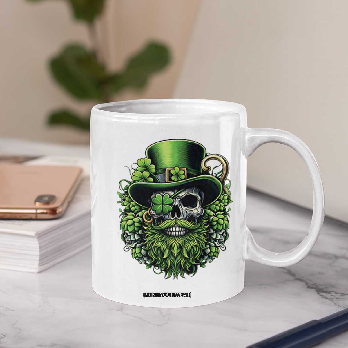 Irish Leprechaun Skull Coffee Mug St Patricks Day Party Gift TS12 Print Your Wear