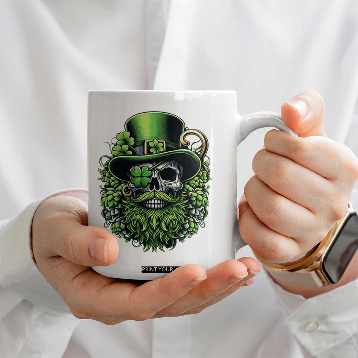 Irish Leprechaun Skull Coffee Mug St Patricks Day Party Gift TS12 Print Your Wear