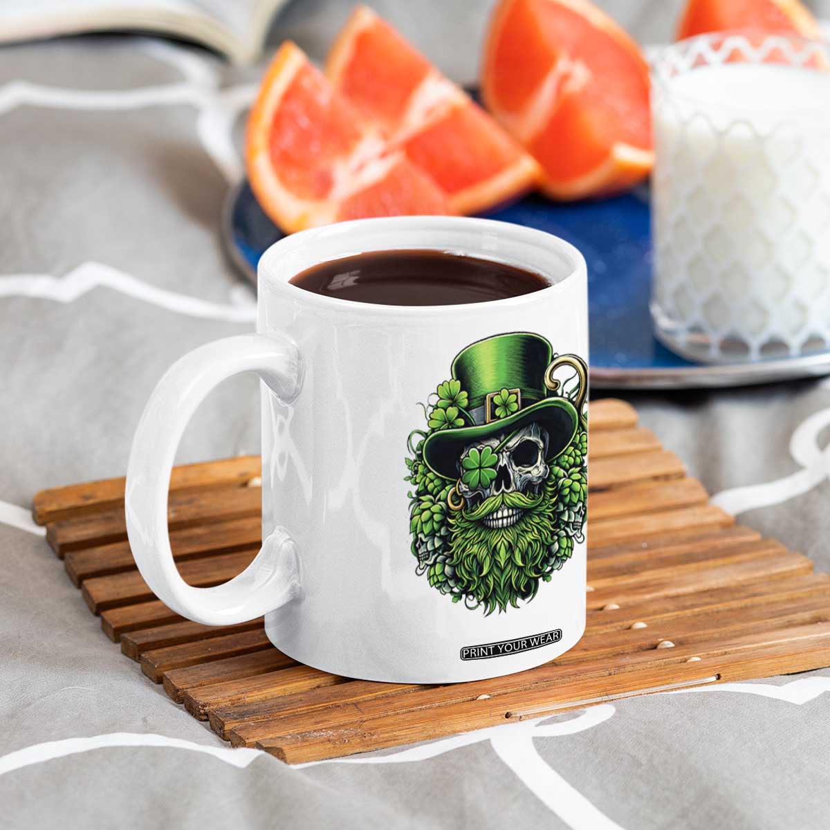 Irish Leprechaun Skull Coffee Mug St Patricks Day Party Gift TS12 Print Your Wear