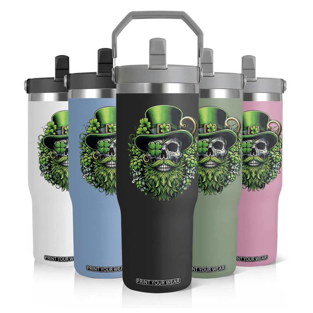 Irish Leprechaun Skull Flip Straw Tumbler St Patricks Day Party Gift TS12 Print Your Wear