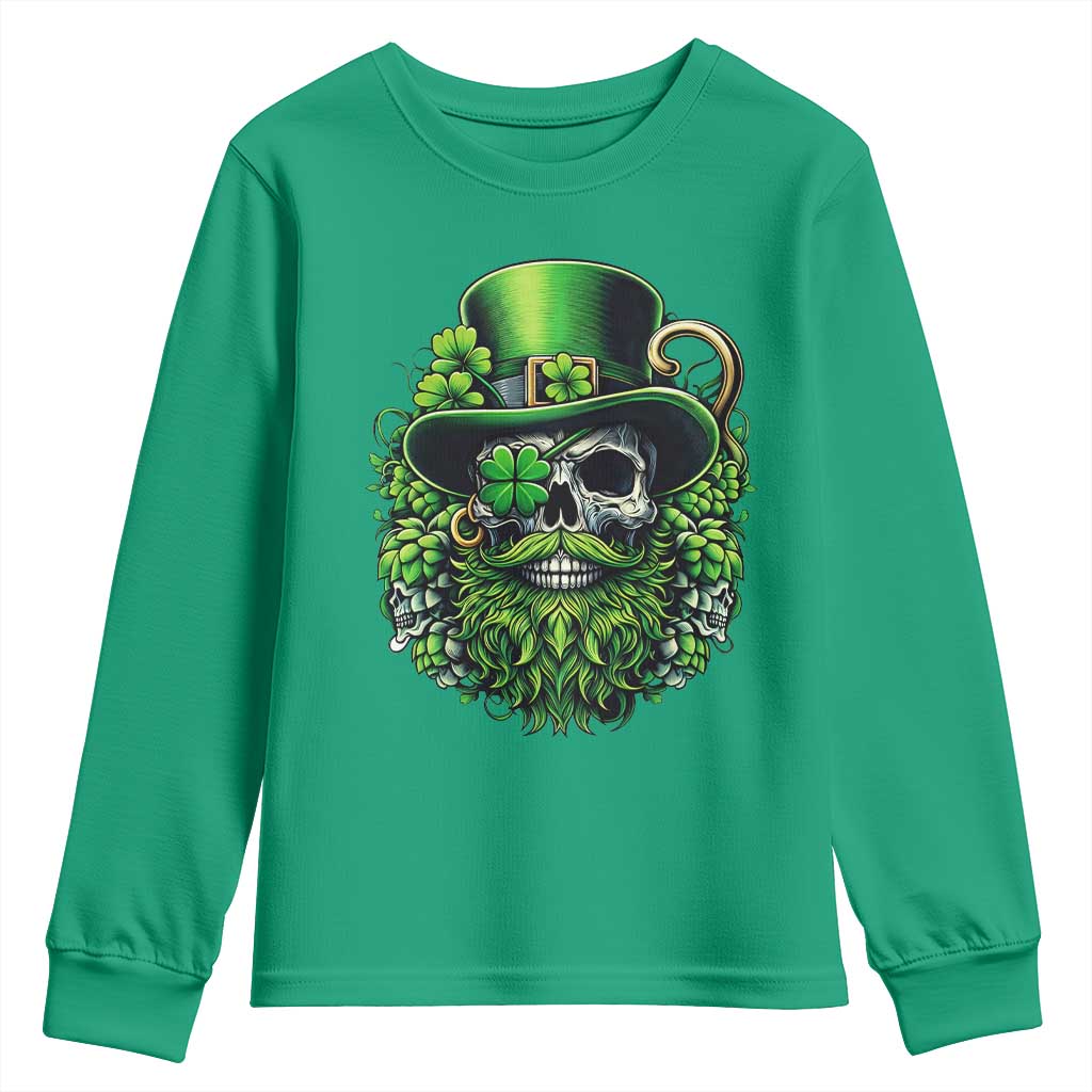 Irish Leprechaun Skull Youth Sweatshirt St Patricks Day Party Gift TS12 Irish Green Print Your Wear