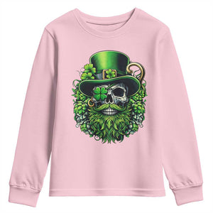 Irish Leprechaun Skull Youth Sweatshirt St Patricks Day Party Gift TS12 Light Pink Print Your Wear