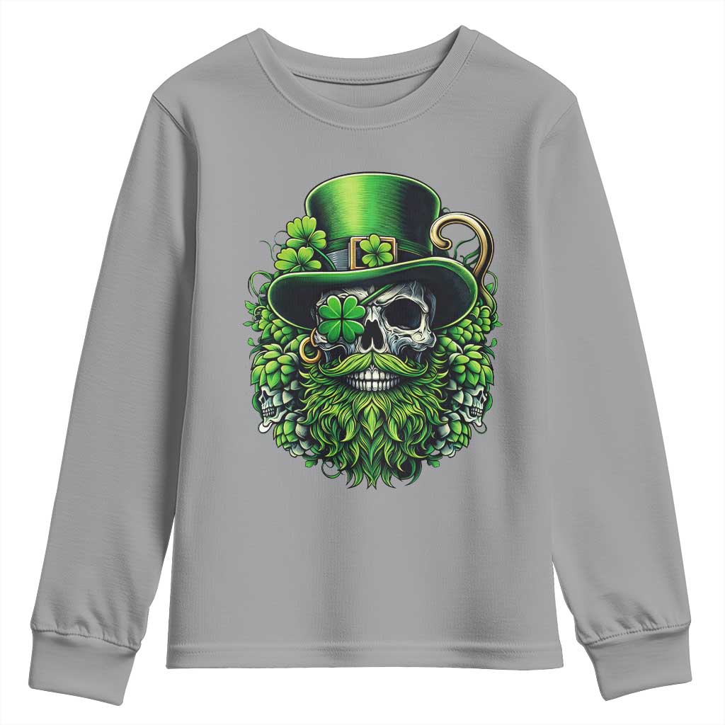 Irish Leprechaun Skull Youth Sweatshirt St Patricks Day Party Gift TS12 Sport Gray Print Your Wear