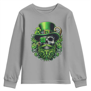 Irish Leprechaun Skull Youth Sweatshirt St Patricks Day Party Gift TS12 Sport Gray Print Your Wear