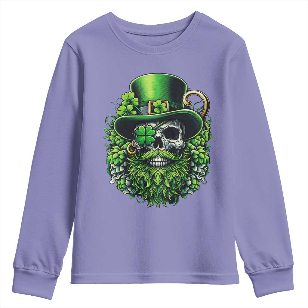 Irish Leprechaun Skull Youth Sweatshirt St Patricks Day Party Gift TS12 Violet Print Your Wear