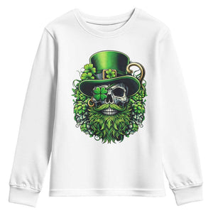 Irish Leprechaun Skull Youth Sweatshirt St Patricks Day Party Gift TS12 White Print Your Wear