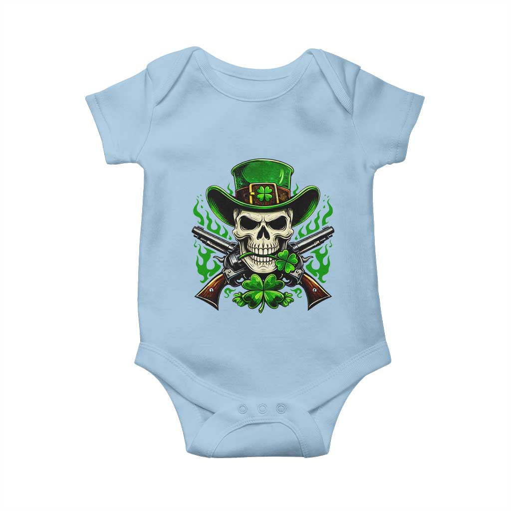 Irish Cowboy Skeleton Baby Onesie St Patricks Day Party Gift TS12 Light Blue Print Your Wear