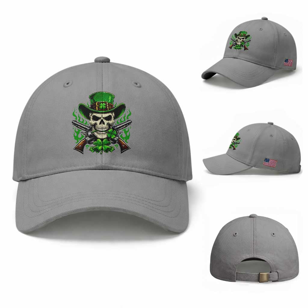 Irish Cowboy Skeleton Baseball Cap St Patricks Day Party Gift TS12 Baseball Cap Universal Fit Sport Gray Print Your Wear